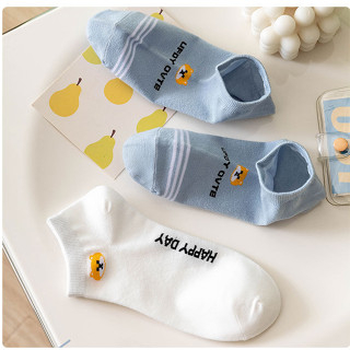 GO!KK1283 Kaos Kaki Wanita Pria Pendek Unisex Semata Kaki Ankle Motif biru muda Socks Korean