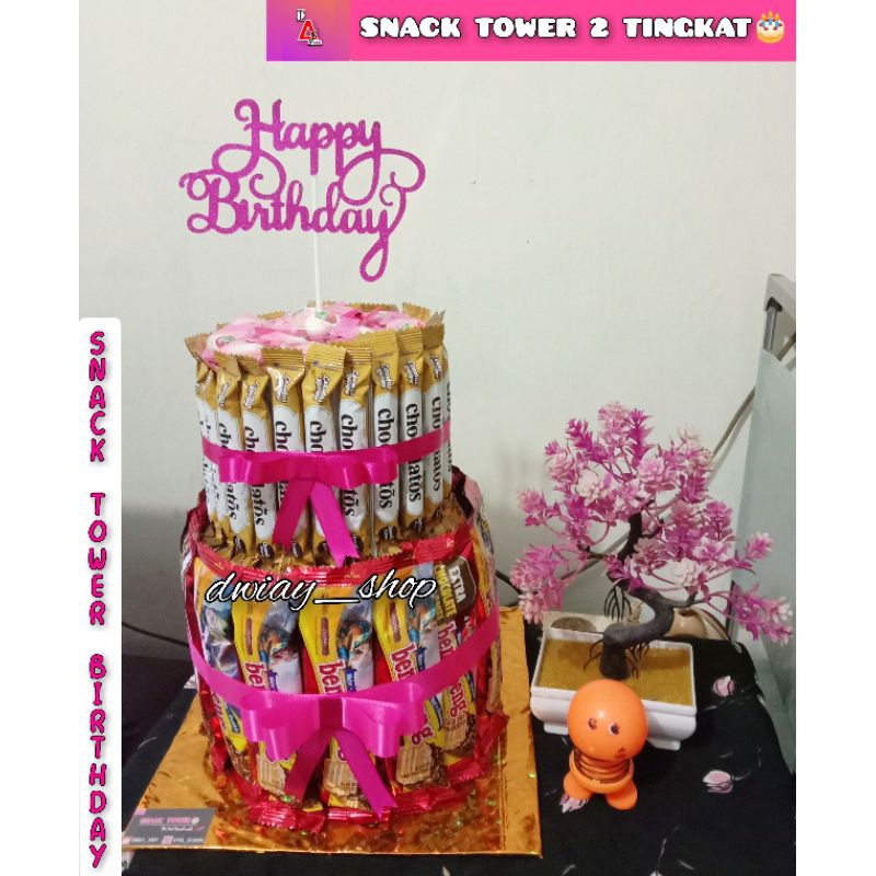 

SNACK TOWER BIRTHDAY / KUE ULTAH KEKINIAN / HAMPERS ULTAH (FREE TOPPER)