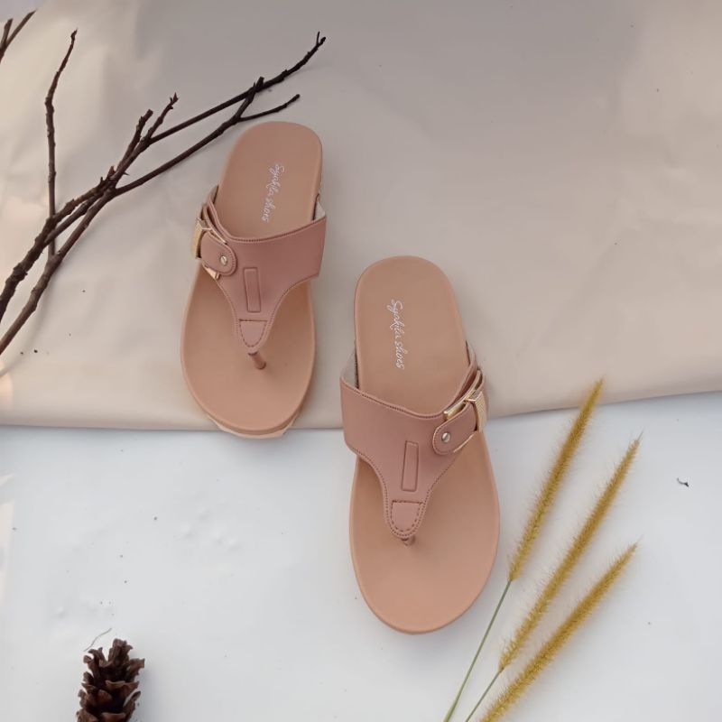 mqstars-Sandal Flat Wanita Jepit Terbaru |Sendal Puyuh Flip Flop Jepit Gesper Kekinian