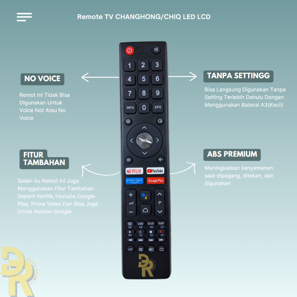 Remot Remote Smart TV Android CHANGHONG/CHIQ LED/LCD Non voice