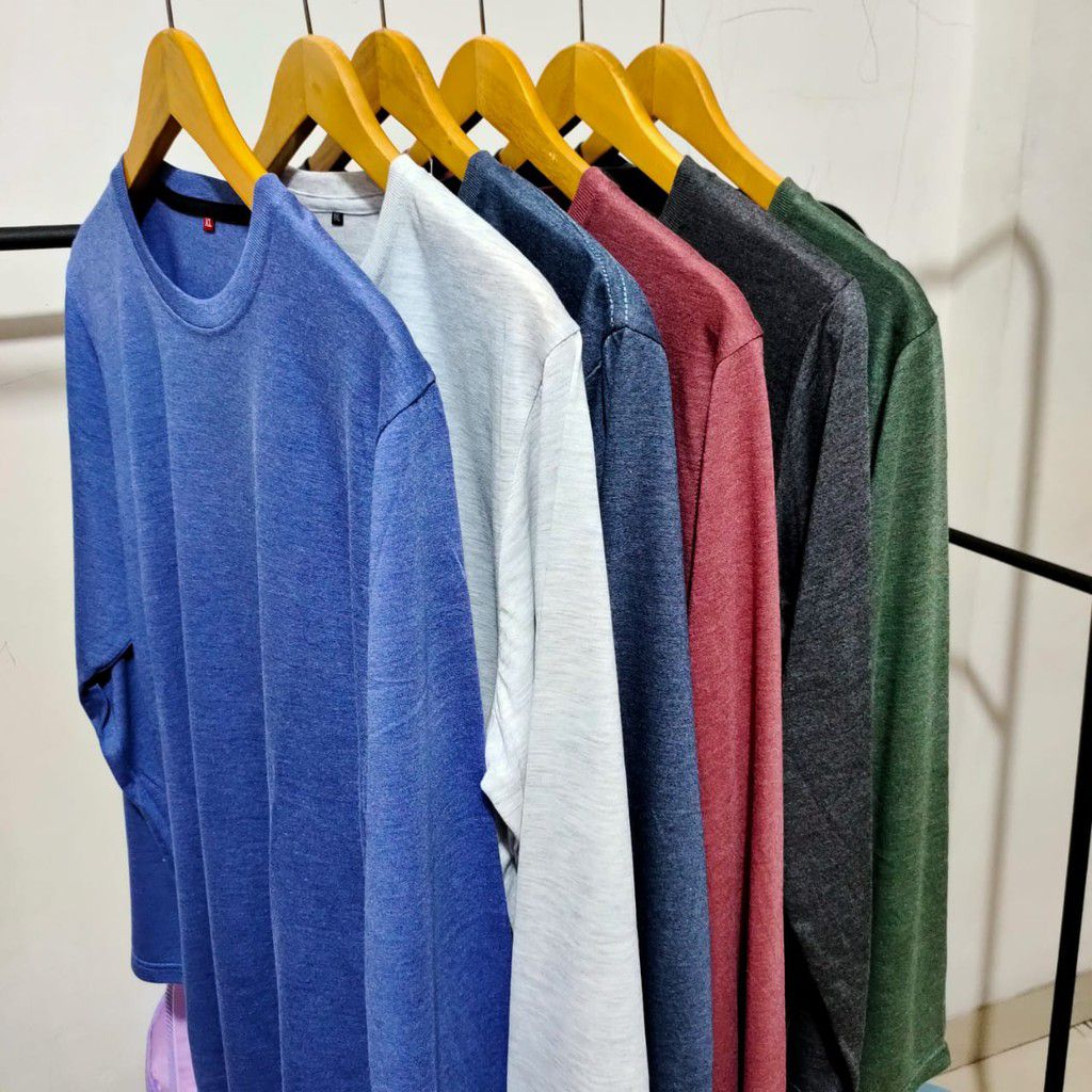 Monexo - Kaos Polos Panjang Misty Twotone Cvc Kaos Distro Lengan Panjang Atasan Baju Kaos Pria Dan W