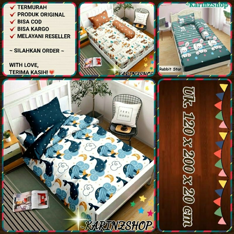 Sprei Lady Rose Single 120 120x200 BLUE WHALE/RABBIT STAR/MEDIAN