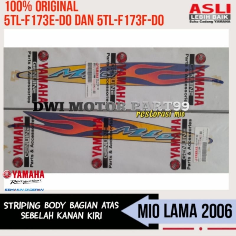 STRIPING GRAPHIC BODY BELAKANG 2 BAGIAN ATAS MIO SPORTY BIRU TUA API ORIGINAL