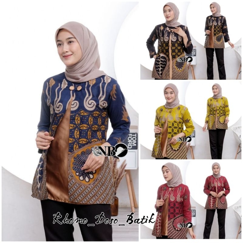 tey-17 Batik wanita ASJ SA HRB026 Kenongo Kemeja Tosca Pendek