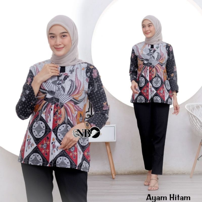 BAJU BATIK WANITA MODERN MONALISA GENES M,L,XL asli PEKALONGAN