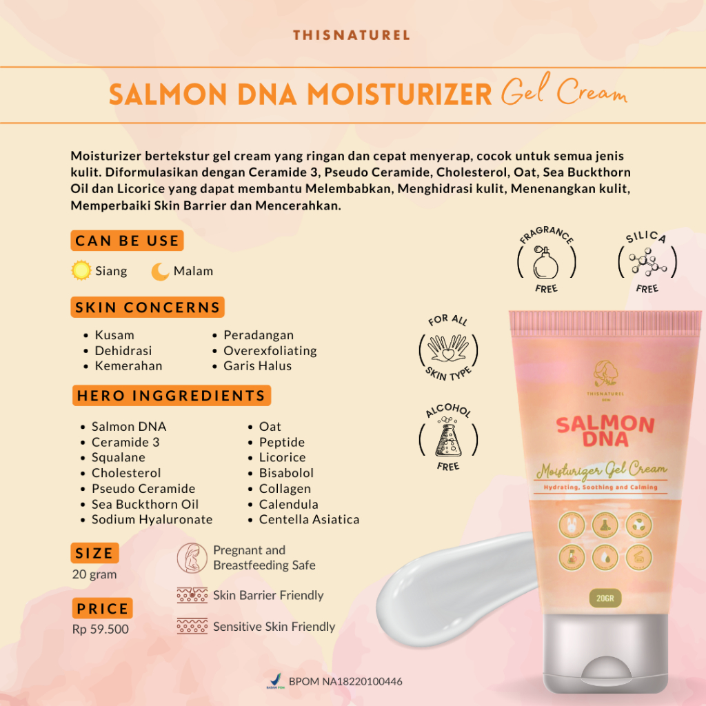 Salmon DNA Moisturizer Gel Cream - Skin Barrier Repair Calming Soothing Brightening