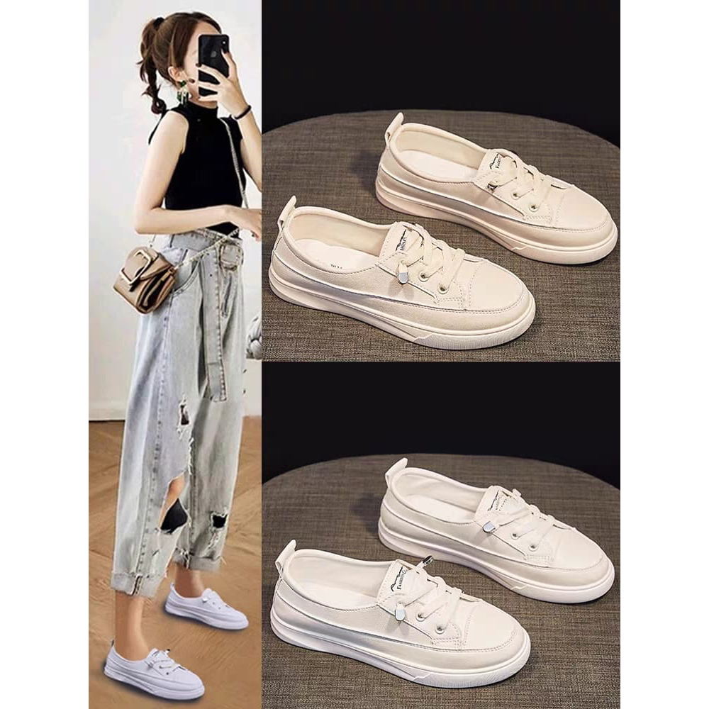 FREE BOX Sepatu Sneakers Wanita Motif Polos Warna Putih / Sneakers Korean LV0103