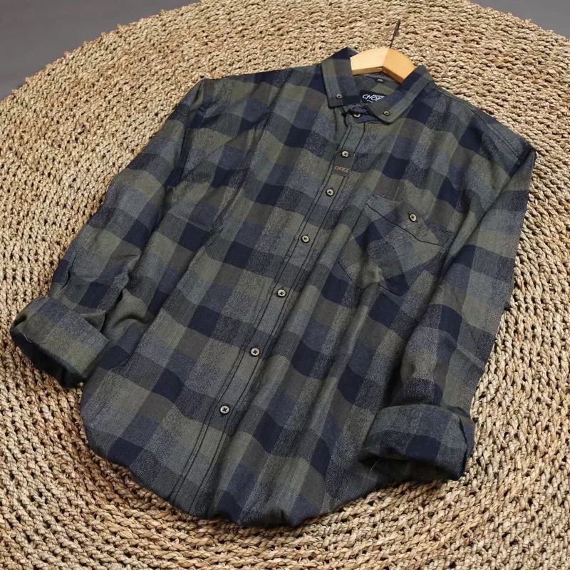 KEMEJA FLANEL PRIA & WANITA LENGAN PANJANG MODE CASUAL KEMEJA OUTFIT KEREN KEMEJA KOTAK-KOTAK KEMEJA