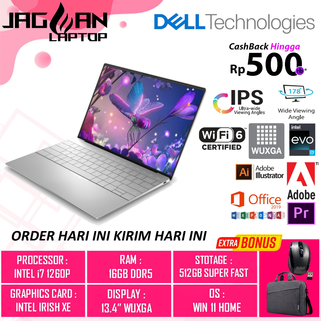 DELL XPS 13 PLUS 9320 INTEL I7 EVO 1260P I5 1240P 16GB DDR5 1TB IRIS XE 13.4 WUXGA TOUCH BL FP WIN11HOME SILVER