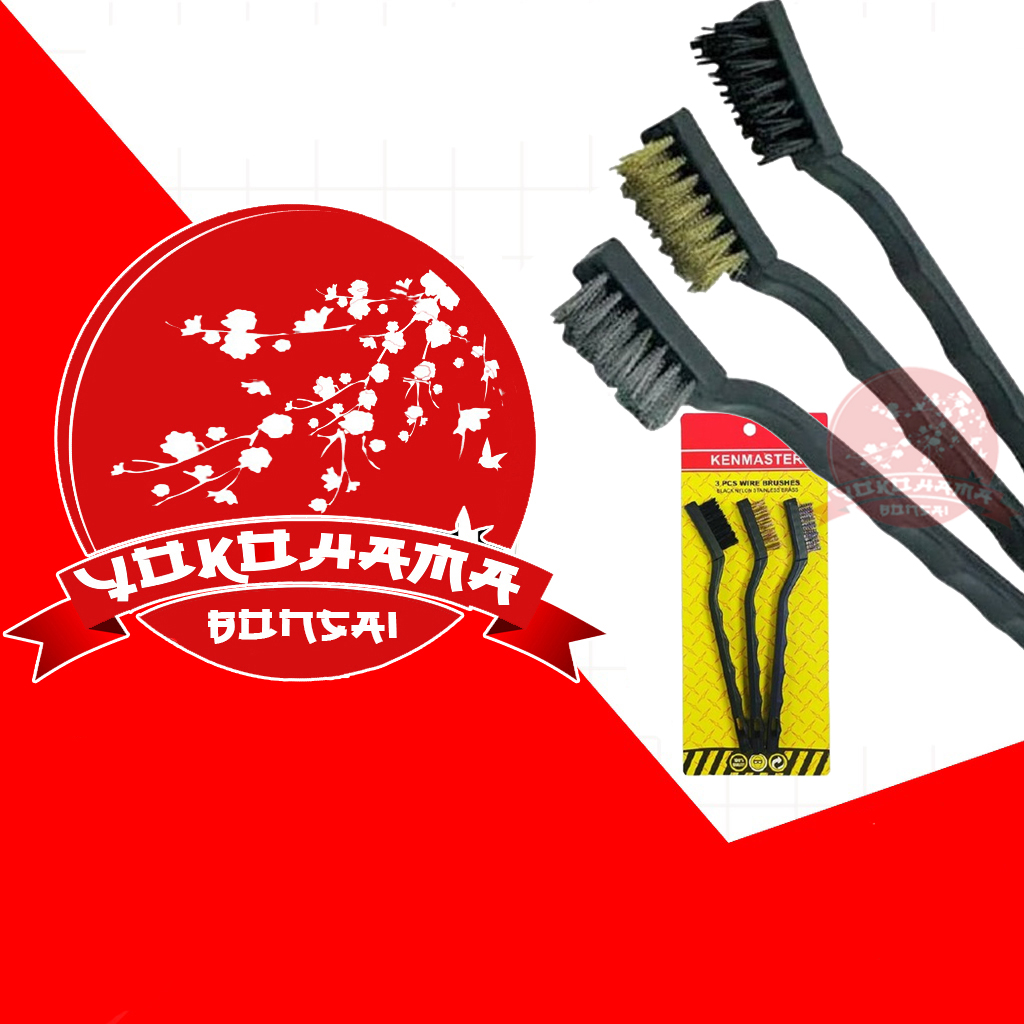 YOKOHAMA BONSAI - ALAT BONSAI Sikat 3-in-1 Set Kawat Nylon Tembaga 3 Pcs