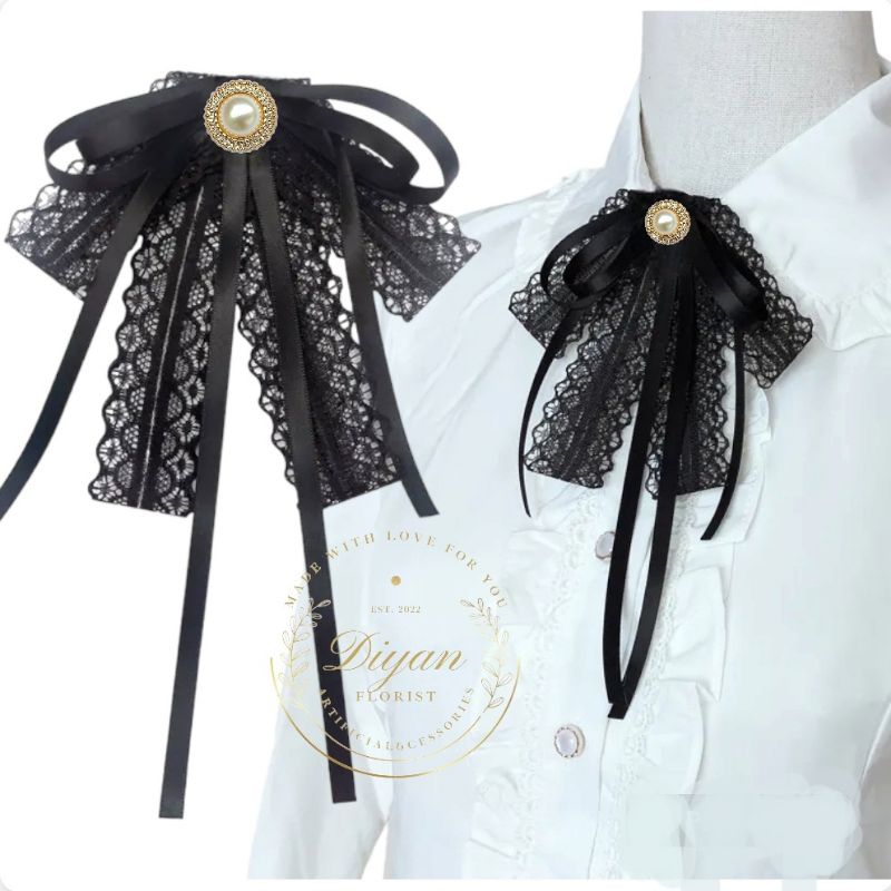 Pita Hias korean ribbon brooch aplikasi dekorasi