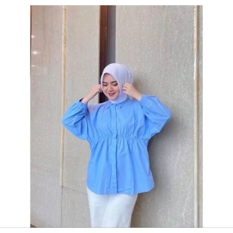 new Alya shirt -atasan wanita-kemeja kerut depan