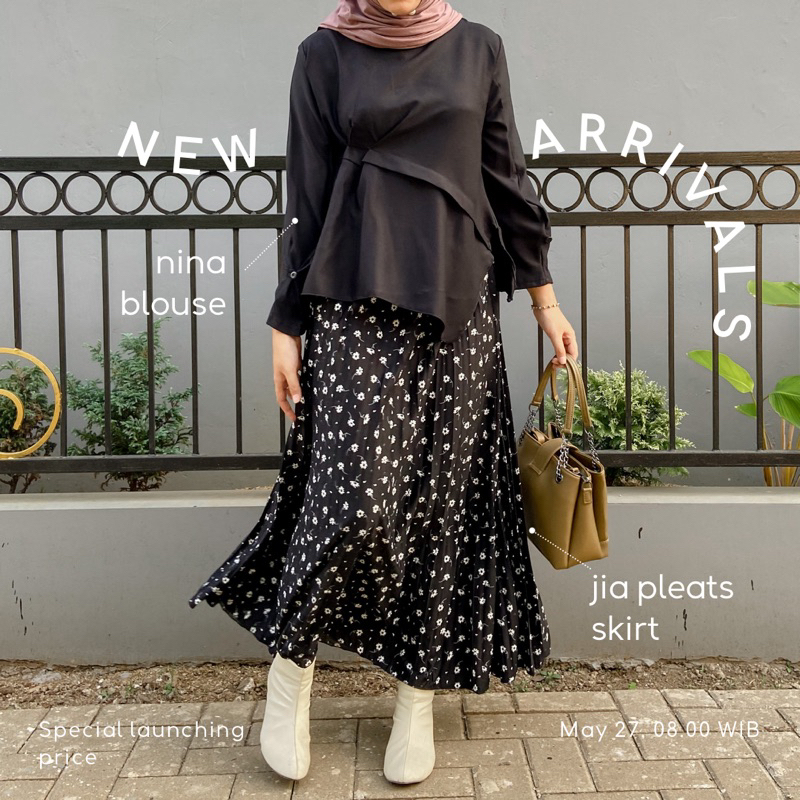 Jia Flowery Pleats Skirt By Syamaita