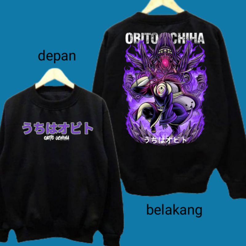 SWEATER DISTRO ANIME MANGA OBITO UCHIHA SWEATER DISTRO PRIA WANITA OVER SIZE SWEATER