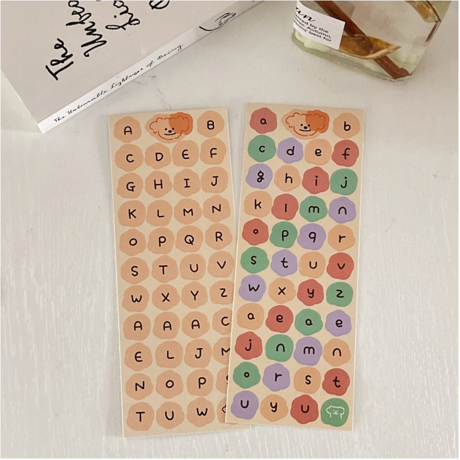 【GOGOMART】Label Sticker Deco DIY Planner BUJO Stiker Aesthetic 1 Lembar - HURUF ALPHABET