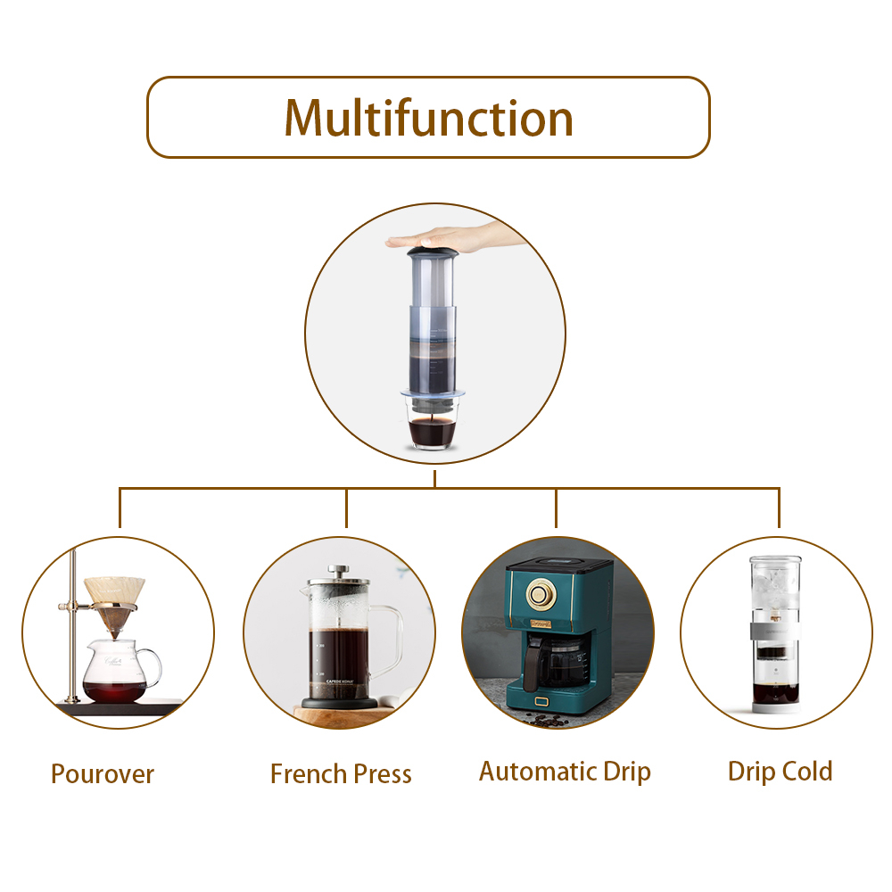 iCafilas Set Alat Pembuat Kopi French Press Coffee Maker 300ml - Black