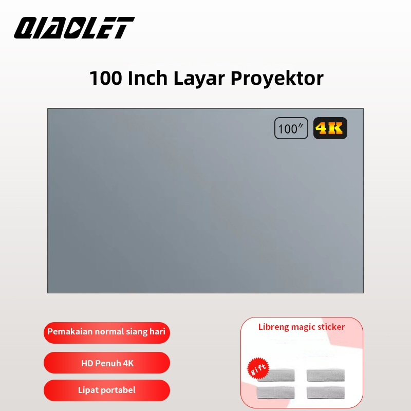 QIAOLET Kain Layar Proyektor Dinding Screen 100 Inch Kain Layar Projector Anti Light Ambient Screen Curtain Layar Proyektor for Z1/YG300/C500/N1