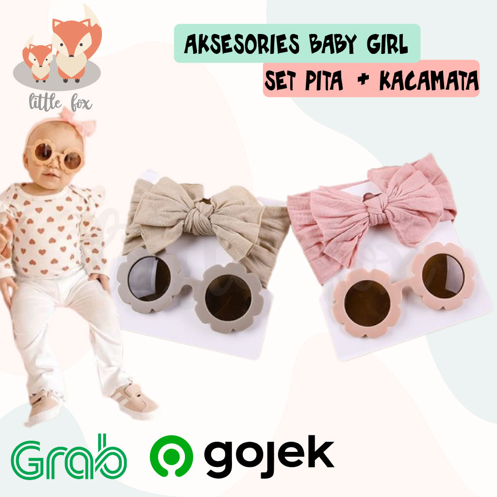 [ IMPORT ] Set Pita Kacamata Bayi Fashion Anak Cewek / Baby Girl Newborn Perempuan Aksesoris Topi