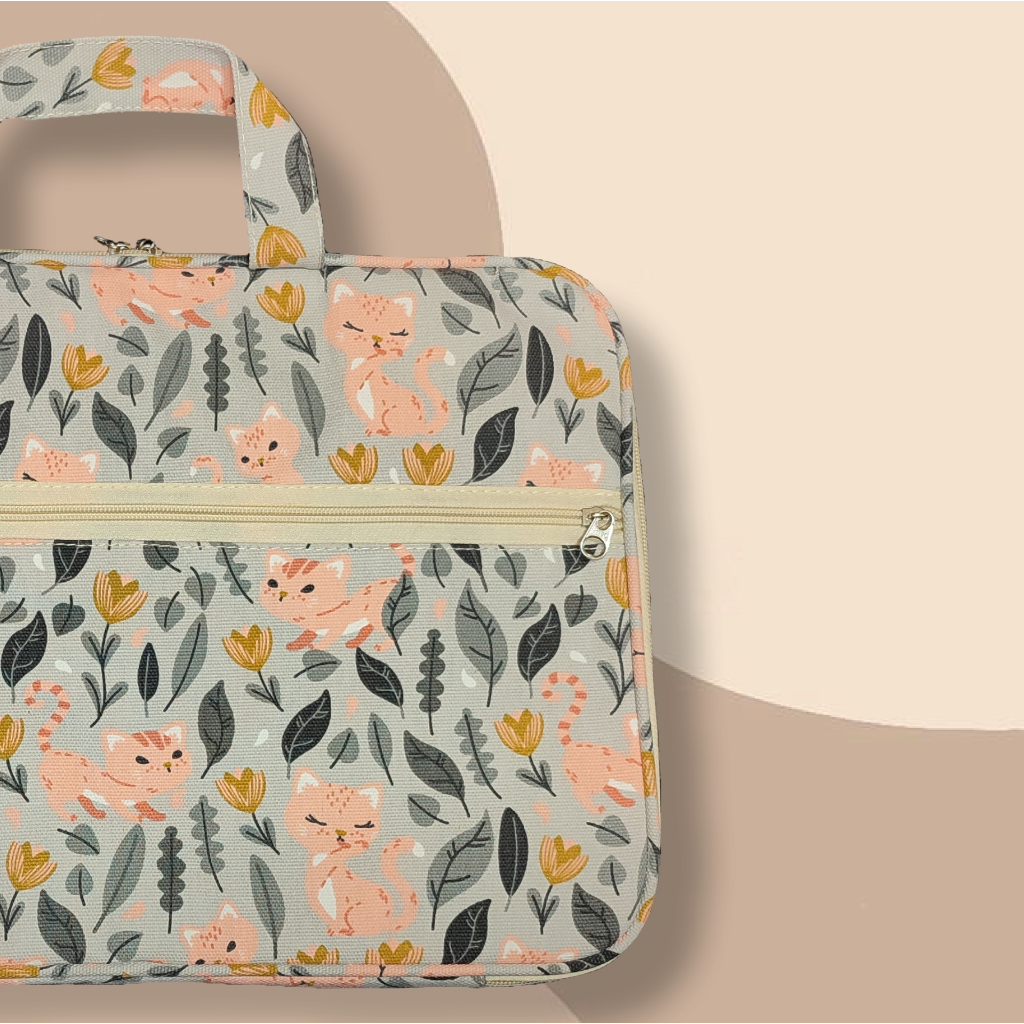 Tas laptop kanvas sleeve jinjing aesthetic korean style 14 Inch model terbaru