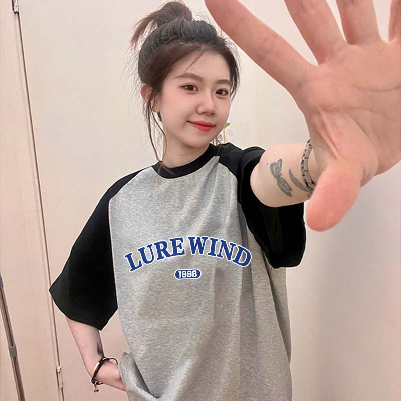 Baju Wanita Letter Atasan Wanita Oversize Kaos Putih T-shirt Couple Korean Style