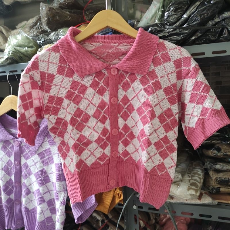 Atasan Rajut Ketupat Korea Crop Top/Baju Rajut Crop