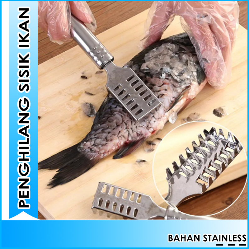 Alat Pembersih Sisik Ikan Stainless Tebal Penghilang Sisik Anti Karat Pengupas Kulit Peeler