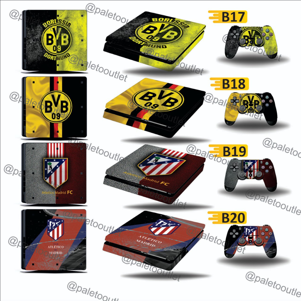 Garskin Stiker Ps4 slim Ps4 Fat Ps4 Pro Motif club Borussia Dortmund Al nassr al ittihad