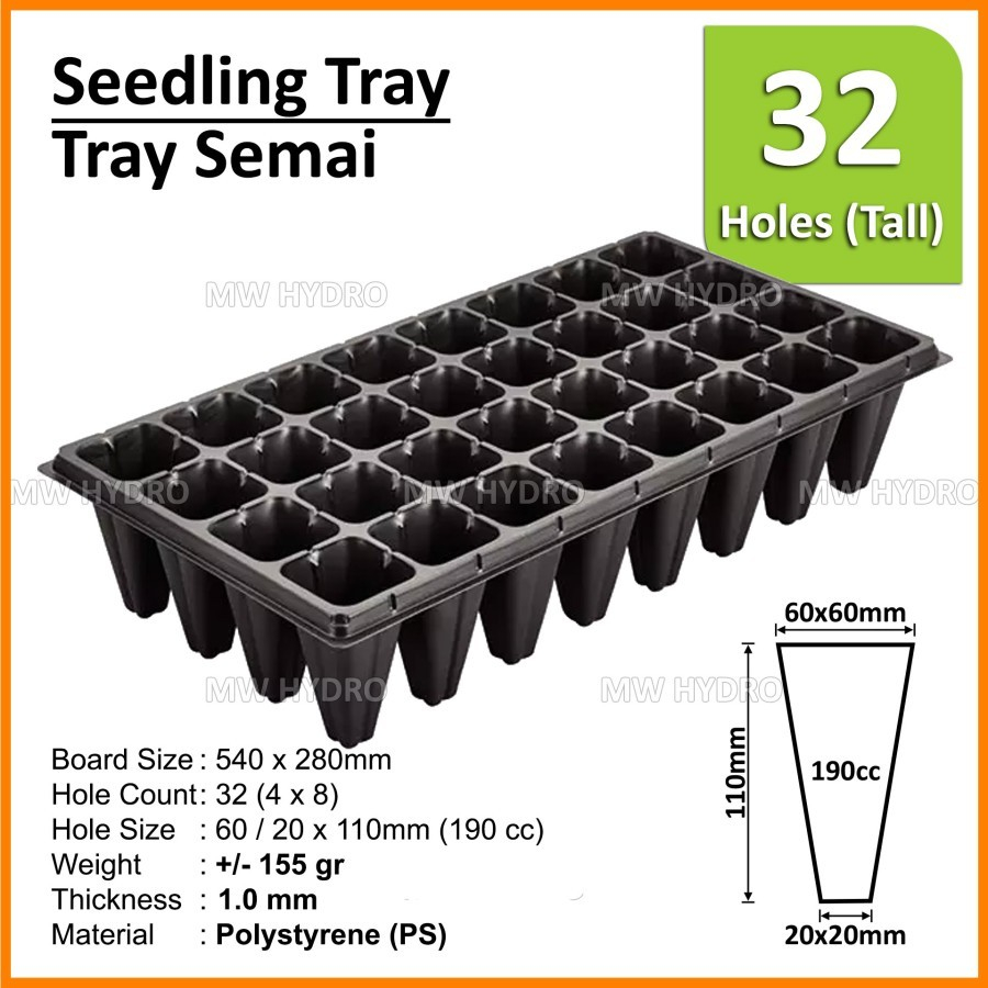 TRAY SEMAI 32 LUBANG MODEL TINGGI CLEAN STOK Harus 8 pcs