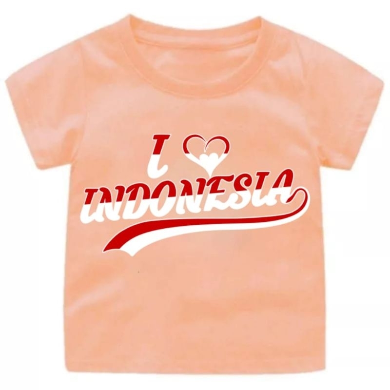 Baju Kaos Anak i Love indonesia usia 1-12Tahun