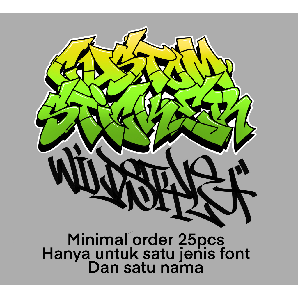 

custom sticker stiker graffiti wildstyle piece font nama sendiri crew communitas brand cutting die cut