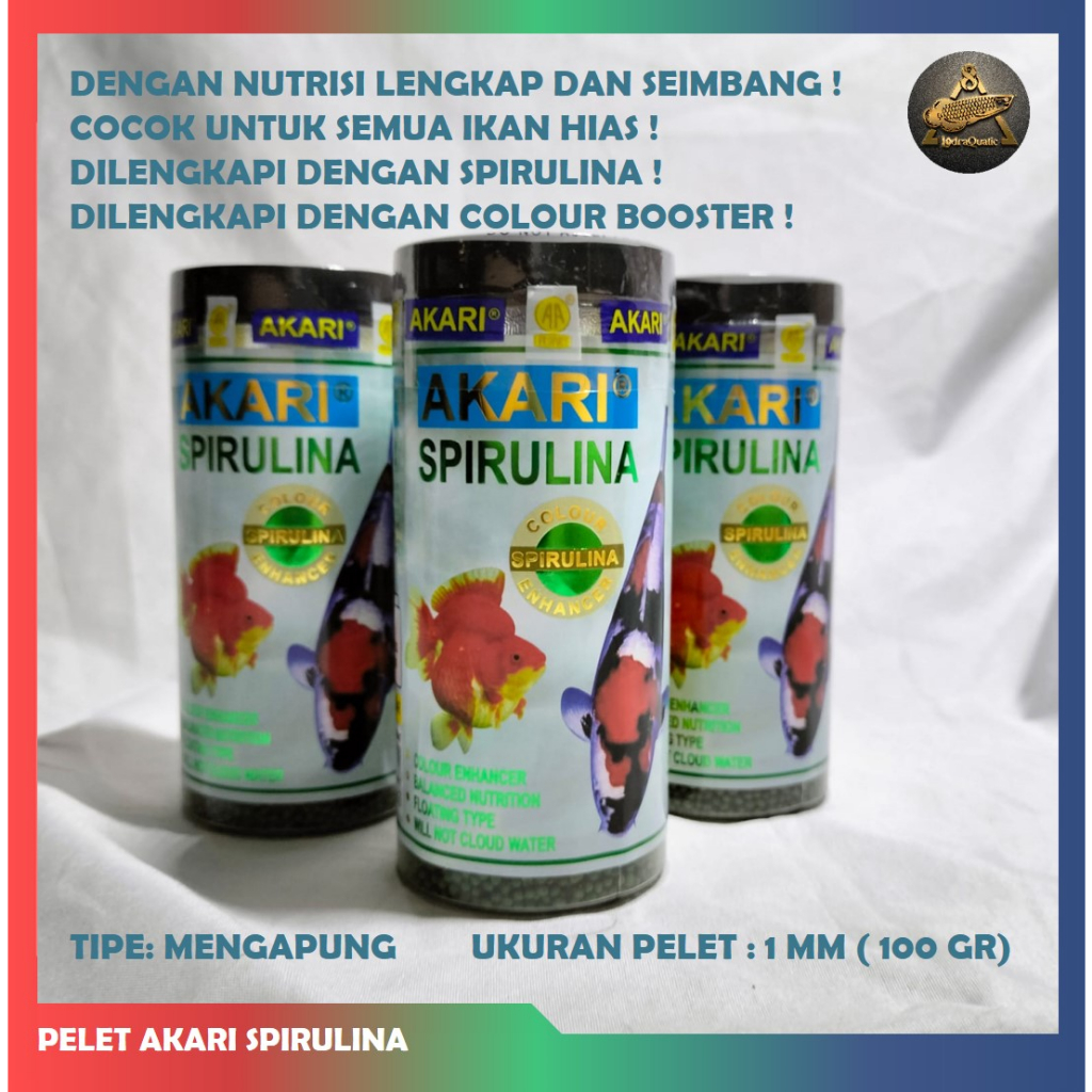 PELET AKARI SPIRULINA COLOUR BOOSTER AKARI SPIRULINA PELET IKAN HIAS PELET KOKI AIR PELET KOI PELET IKAN IKAN HIAS