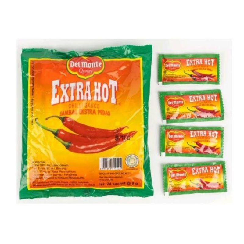 

saus delmonte sachet isi 24biji/saus tomat/saus pedas