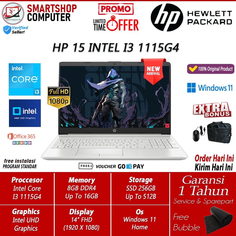 LAPTOP HP 15 INTEL CORE I3 1115G4 8GB DDR4 256GB 15 FHD WIN11