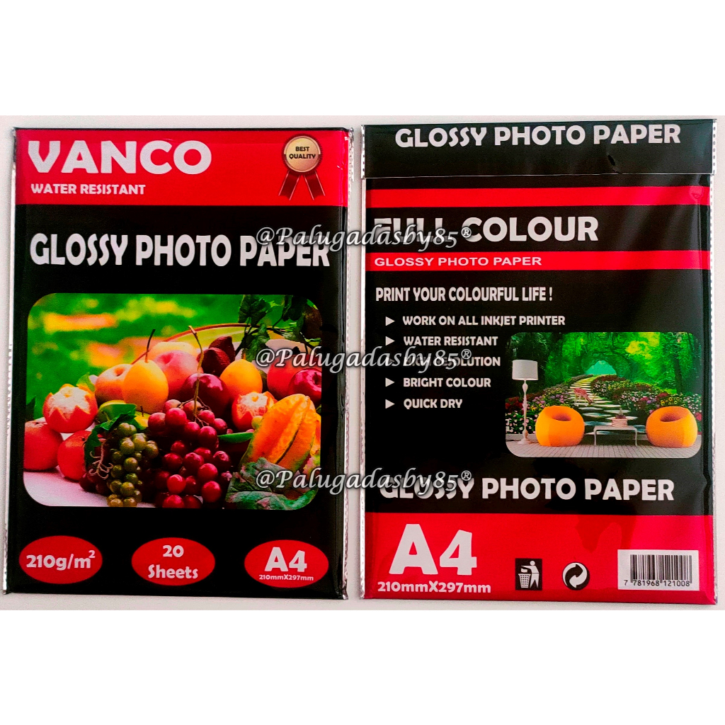 

Kertas Foto Glossy Vanco A4 210 Gsm (1 Pak Isi 20 Pcs) / Glossy Photo Paper Vanco A4 210 Gsm / Glossy Photo Paper Murah