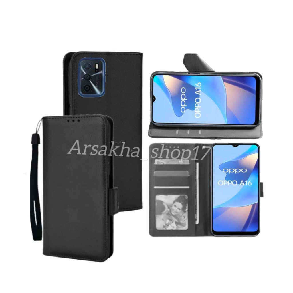 Casing For OPPO A16 Case Dompet Flip Cover Leather Premium Sarung Buku HP