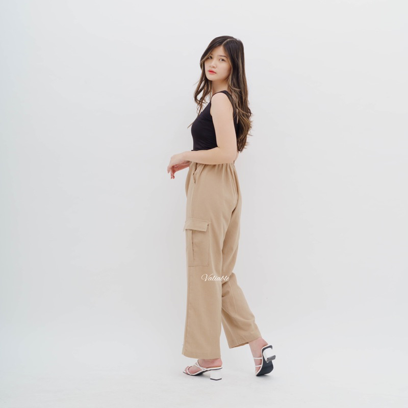 (M-XXL) Eve Highwaist Cargo Pants Linen Valiable