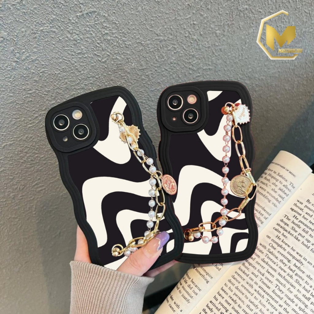 GC44 GC53 CASE CASING SOFTCASE SILIKON WAVY WAVE AESTETHIC RANTAI MUTIARA GRIP FOR REALME C1 A3S C2 A1K 35 5I 5S 6 MA4915
