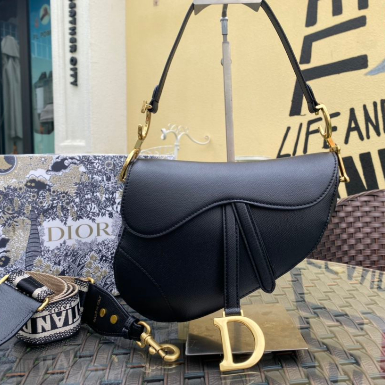 Barang spot [Dior saddle black palm print series] tas dior original 100%Dior Oblique Saddle Bag，Tas 