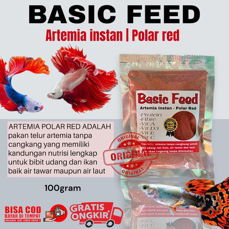 polar red pakan ikan burayak pelet ikan cupang guppy artemia instan cacing kering 100gram
