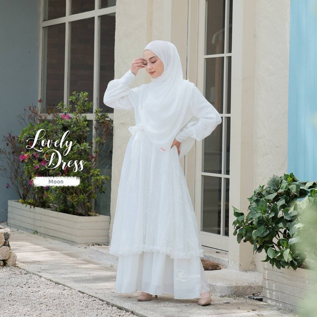 Lovely Dress Moon& Charcoal-(TIDAK termasuk Pasmina/Khimar) Zayra Hijab- Agen Resmi (READY STOCK)