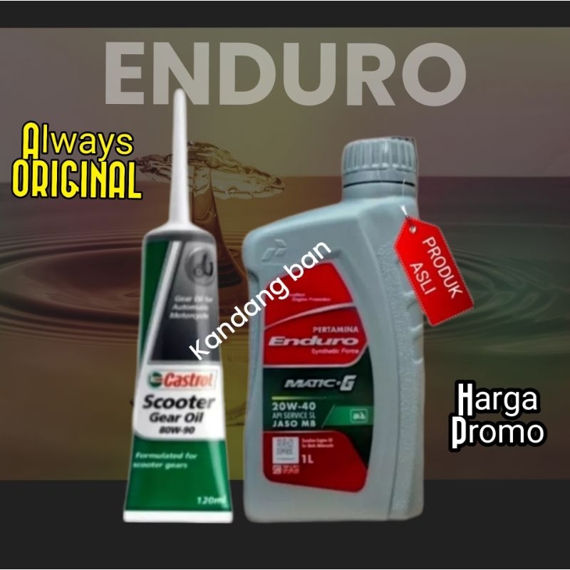 PAKET OLI ENDURO MATIC-G 20W-40 1L + OLI GEAR CASTROL, UNTUK SEMUA MATIC HONDA, YAMAHA, SUZUKI, 100% ORIGINAL