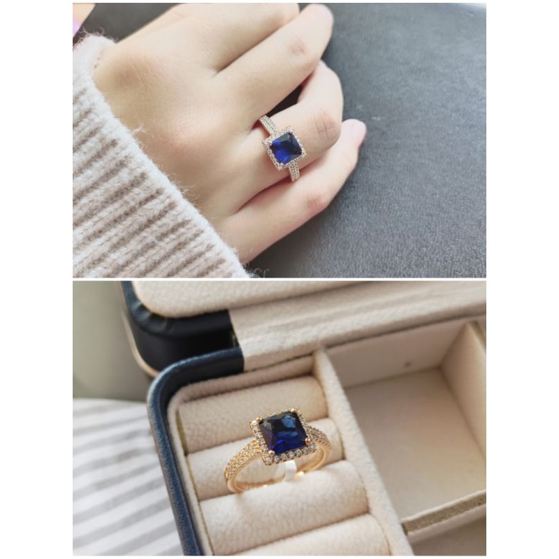 cincin permata biru lapis emas asli anti karat