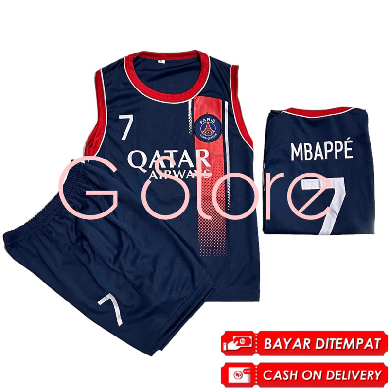 bisa cod setelan bola singlet terlengkap baju sepakbola termurah berkualitas set kaos futsal laki terbaru mbappe