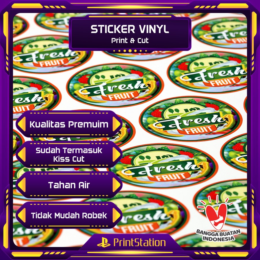

Cetak Stiker Label Vinil / Print & Cut Vinyl A3+ Tanpa Laminasi