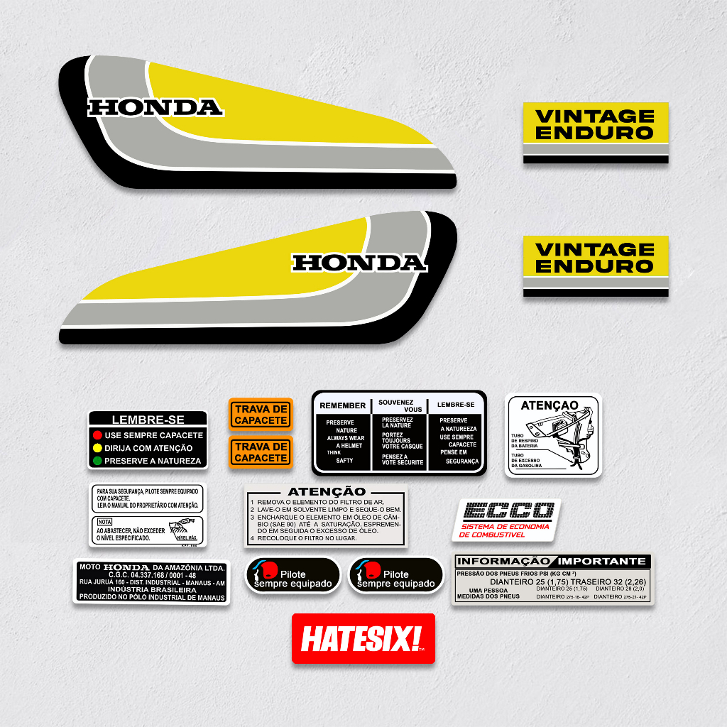 Stiker Decal Honda Vintage Enduro Hatesix