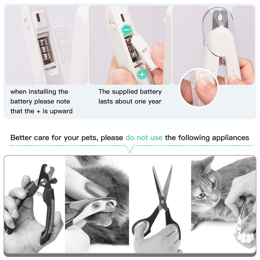 F28 LED Gunting dan Kikir SET Kucing Anjing dengan Penadah Kuku Transparan / LED Nail Clipper