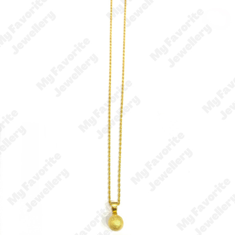 Kalung Liontin Bola Pasir Emas Asli Kadar 700