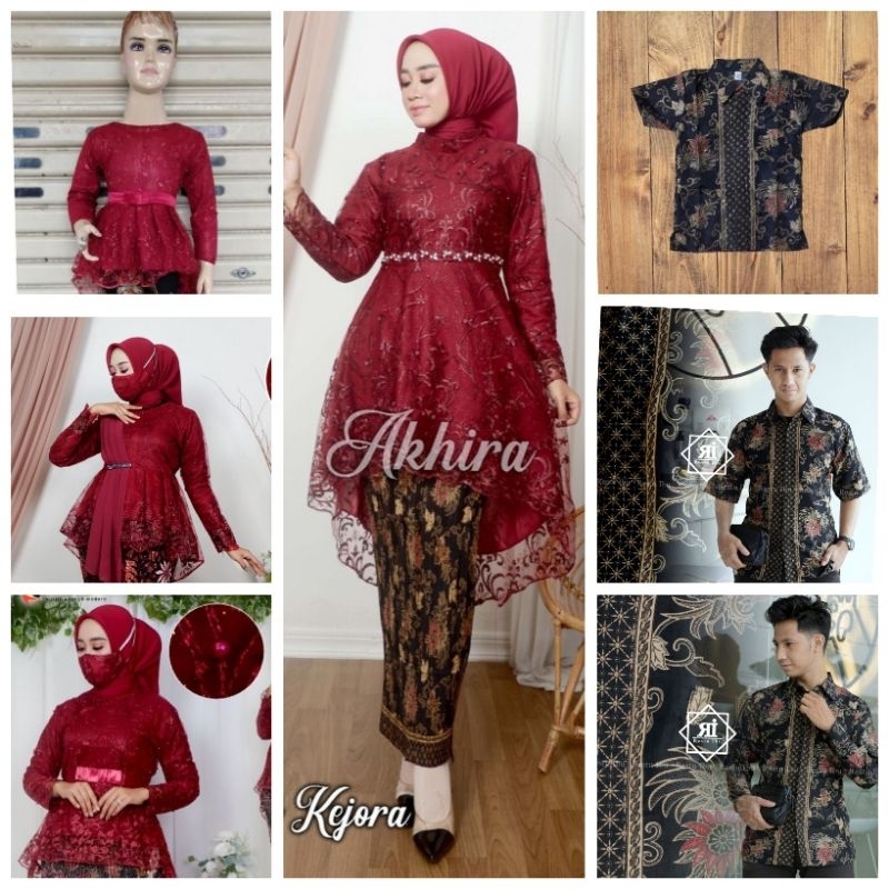 COUPLE KEBAYA MODERN/KEBAYA SARIMBIT KELUARGA/SETELAN KEBAYA PESTA/COUPLE KEBAYA IBU ANAK KEMEJA BAT