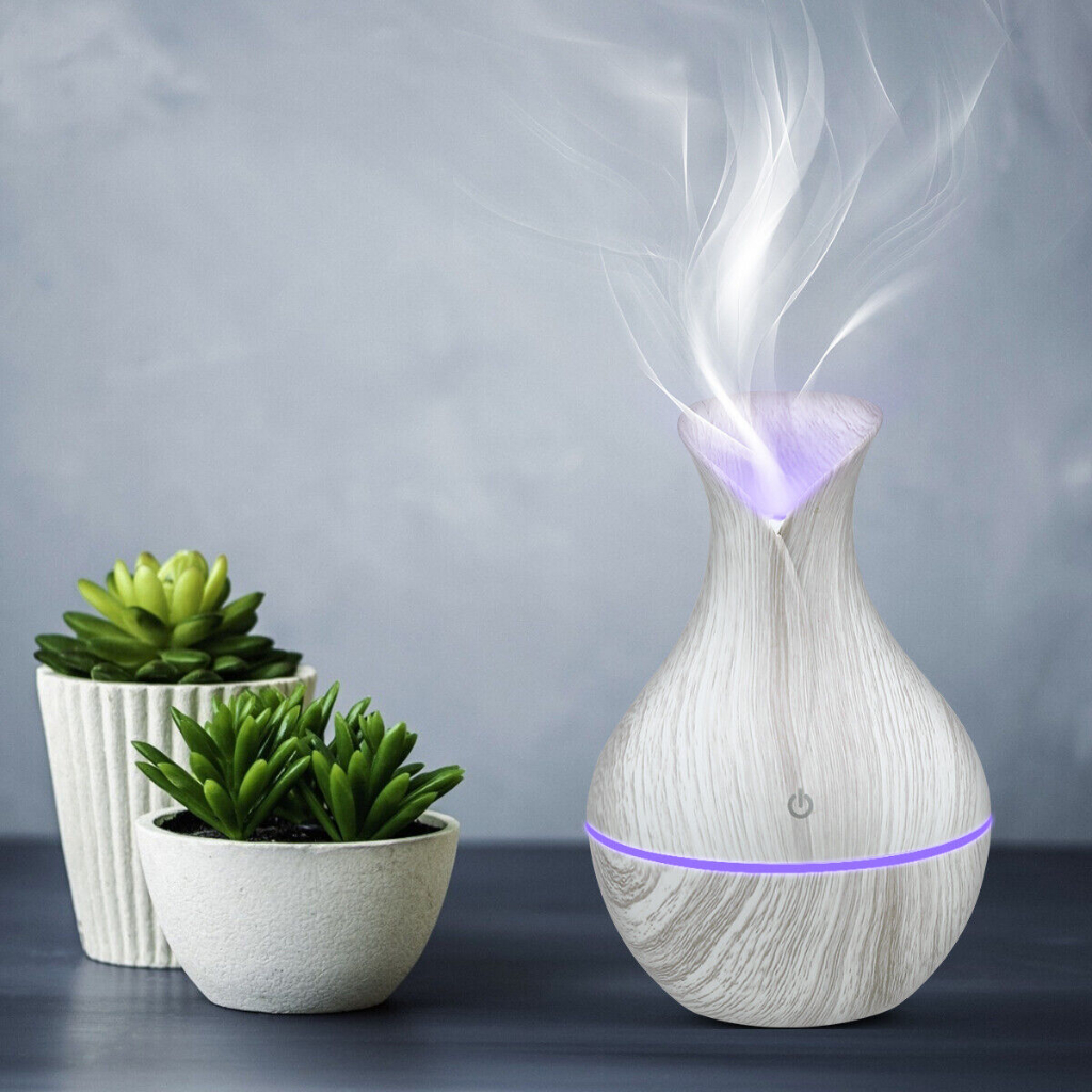 Humidifier Diffuser Aromaterapi Essential Oil Aromatherapy Disfuser Ultrasonic Pelembab Udara Pengharum Ruangan Vase Putih