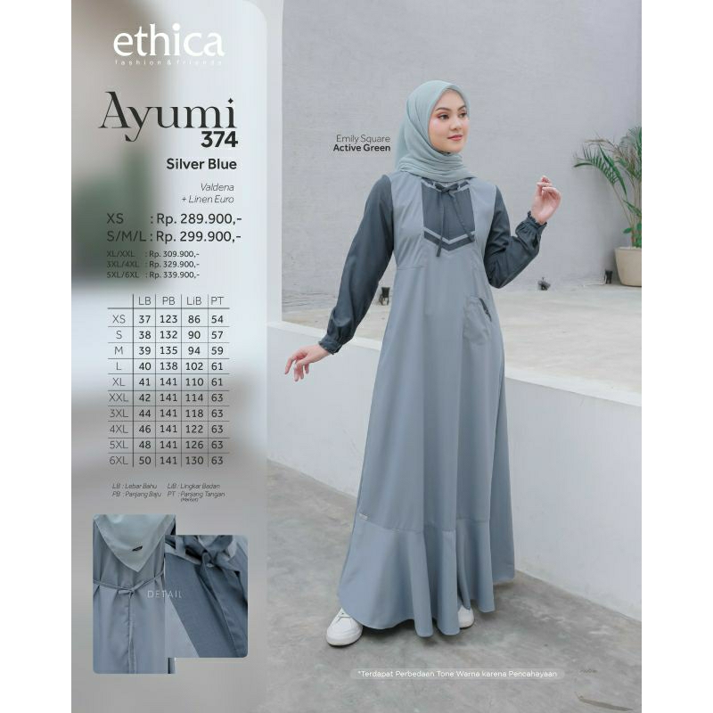 Ethica Ayumi 374 Silver Blue Ethica Ayumi 374 Classic Blue Ethica Ayumi 374 Maroon Baju Muslim Gamis Dress Premium Terbaru Ori Lebaran 2023